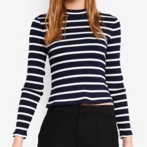 Banana Republic Crop Ribbed Mock Neck Top | M